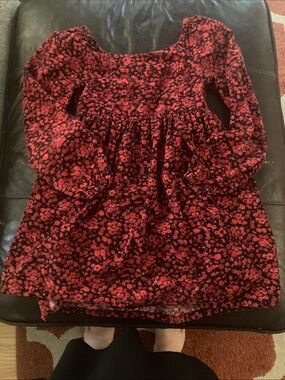 Red Floral Mini Skirt with Smocked Waist